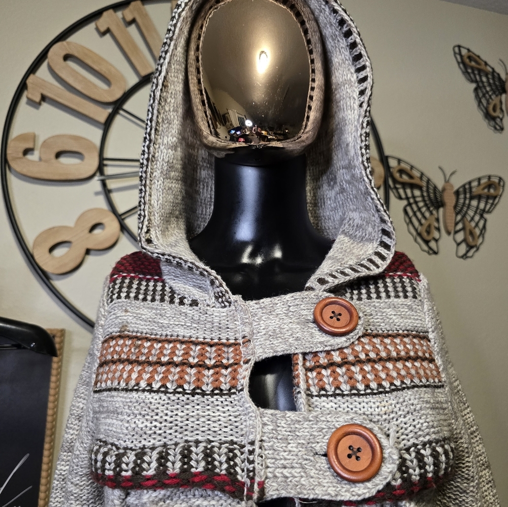 Cozy Knit Hoodie Cardigan | Button Front | Size Small | Cottagecore Vibes